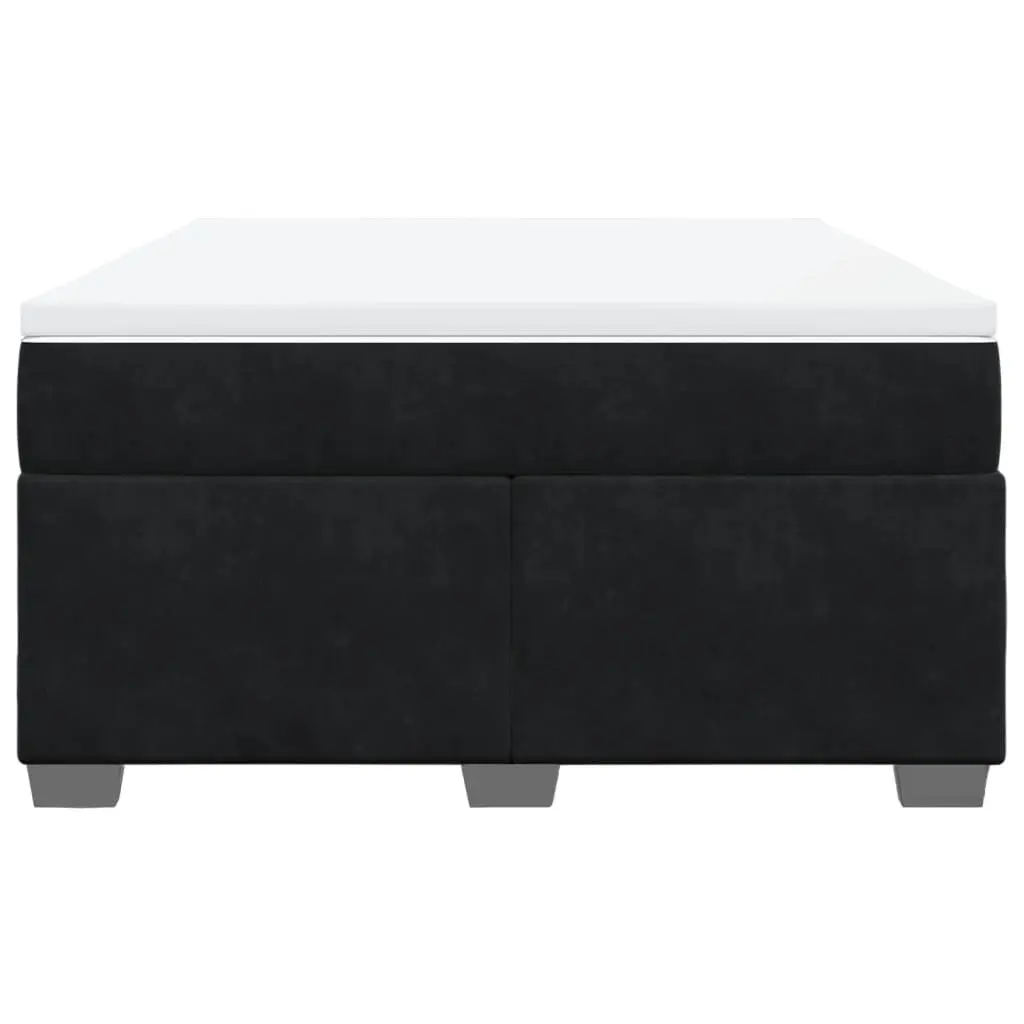 Box Spring Bed Double Velvet Upholstered Frame with Pocket Spring Mattress Grey
