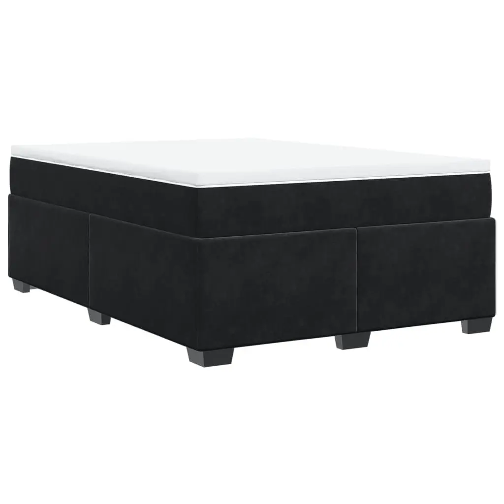Box Spring Bed Double Velvet Upholstered Frame with Pocket Spring Mattress Grey