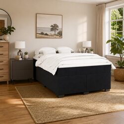 Velvet Grey Queen Box Spring Bed with Pocket Sprung Mattress