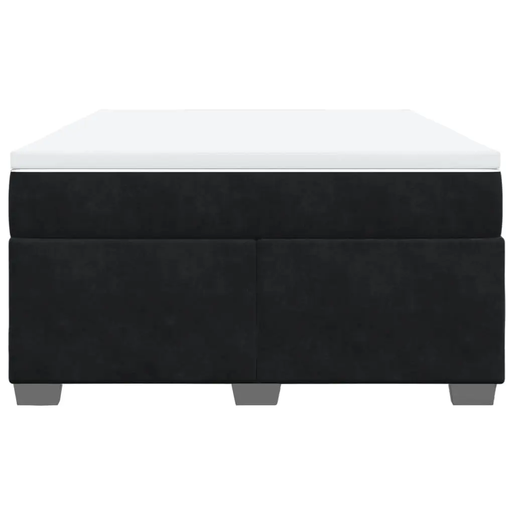 Queen Box Spring Bed Velvet Grey Pocket Sprung Mattress Slatted Base