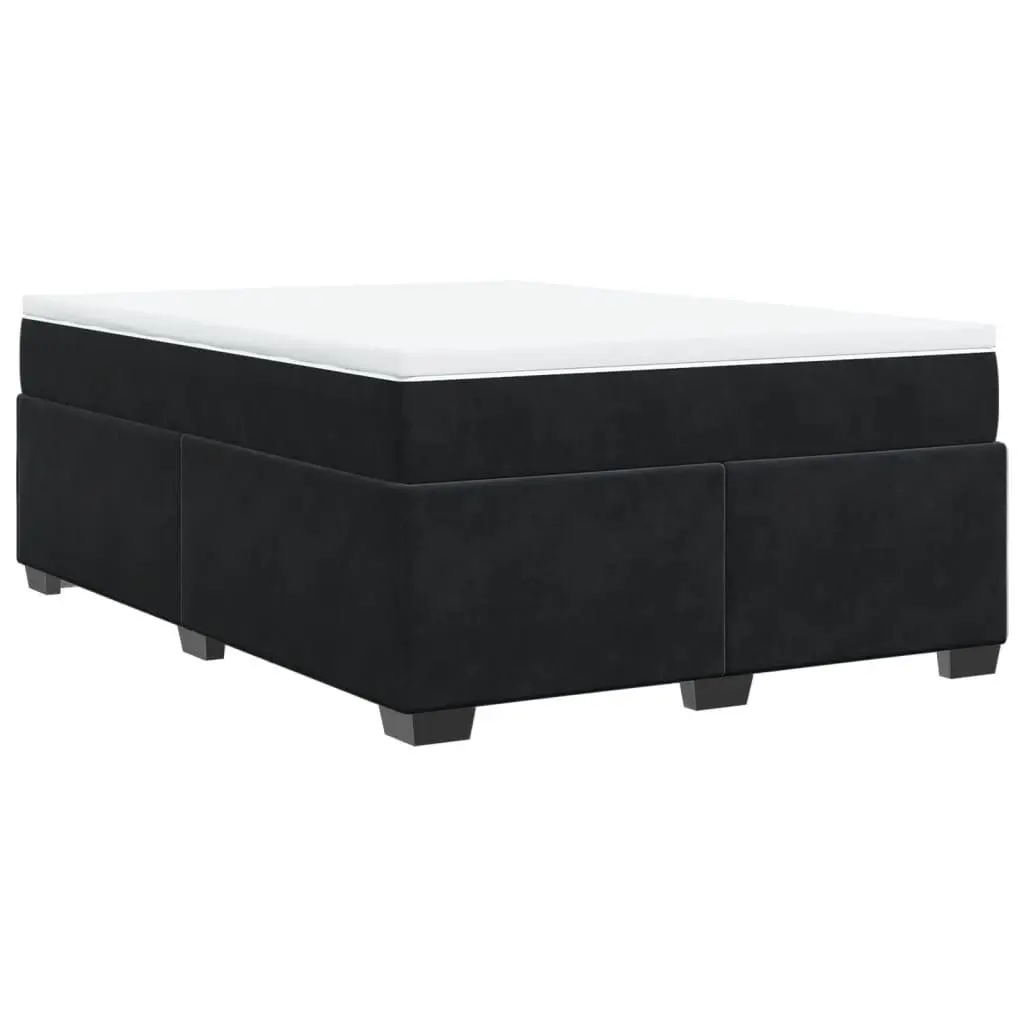 Queen Box Spring Bed Velvet Grey Pocket Sprung Mattress Slatted Base