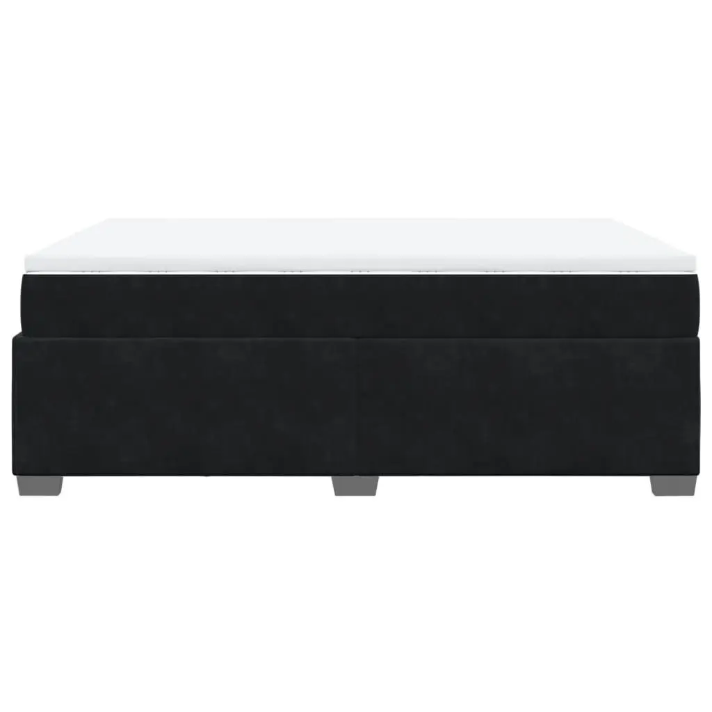 Queen Box Spring Bed Velvet Grey Pocket Sprung Mattress Slatted Base