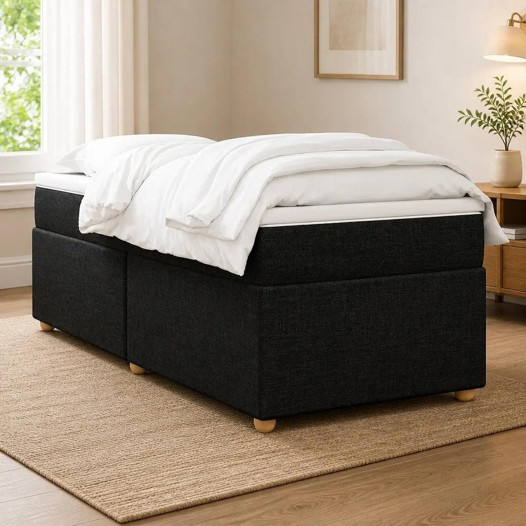 Box Spring Bed King Single Black Fabric Pocket Spring Mattress Topper