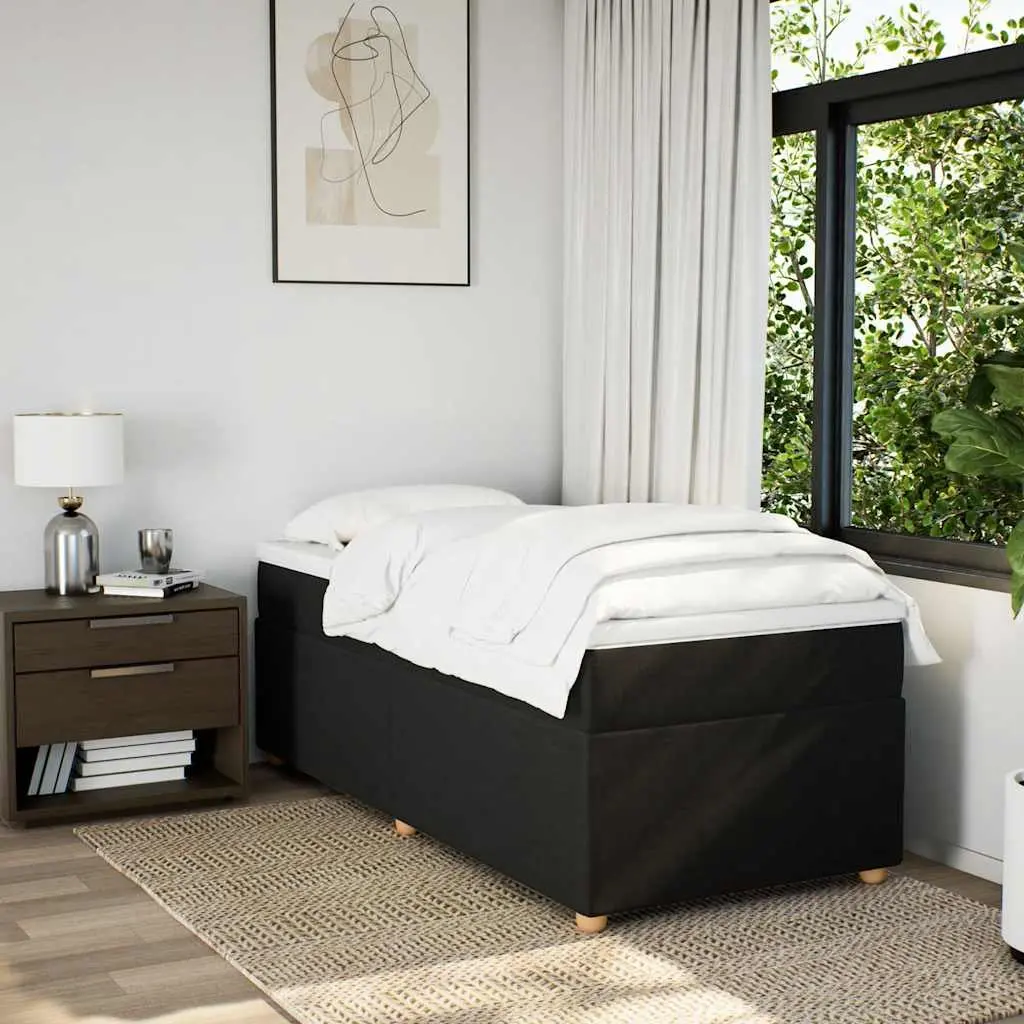 Box Spring Bed King Single Black Fabric Pocket Spring Mattress Topper