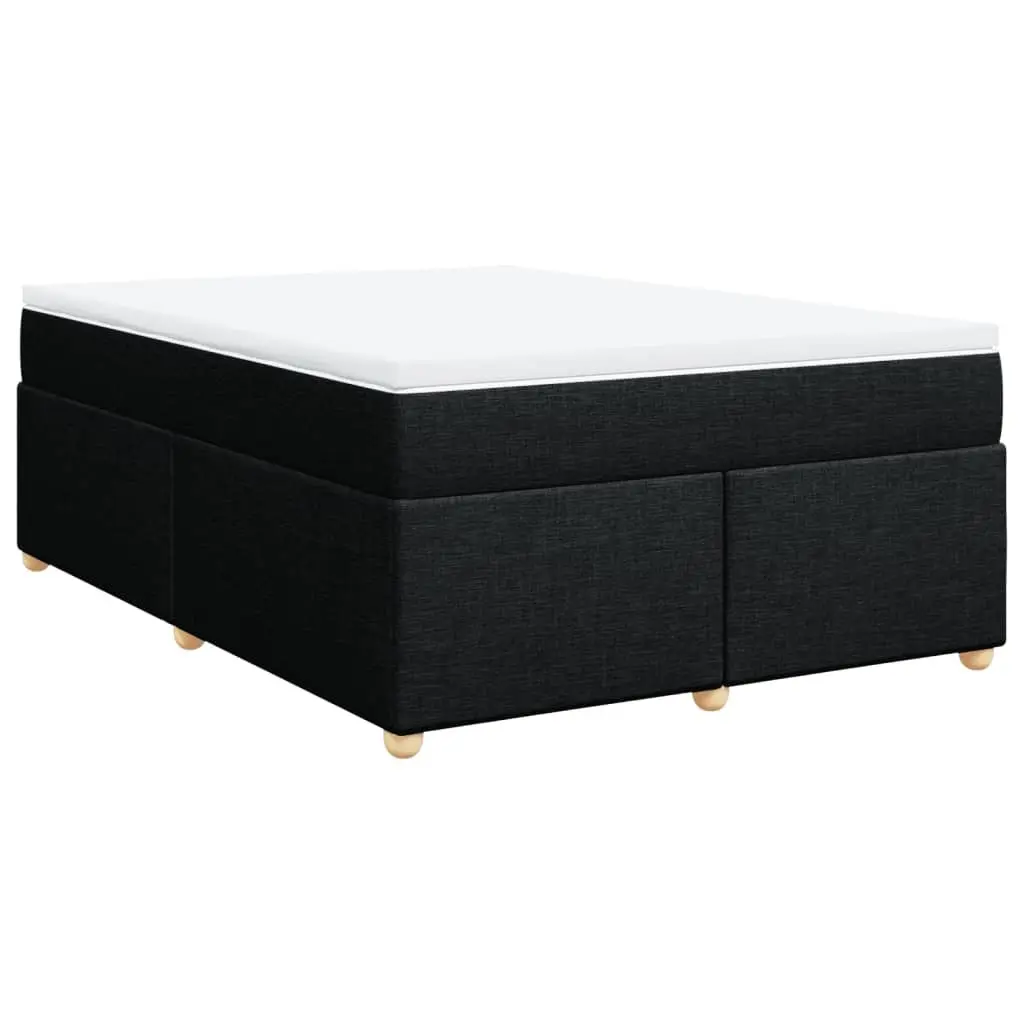 Double Box Spring Bed Black Fabric Double Size with Pocket Spring Mattress