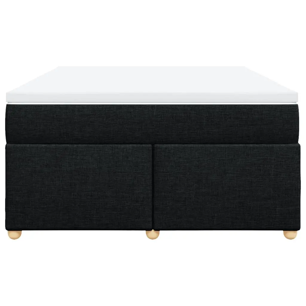 Double Box Spring Bed Black Fabric Double Size with Pocket Spring Mattress
