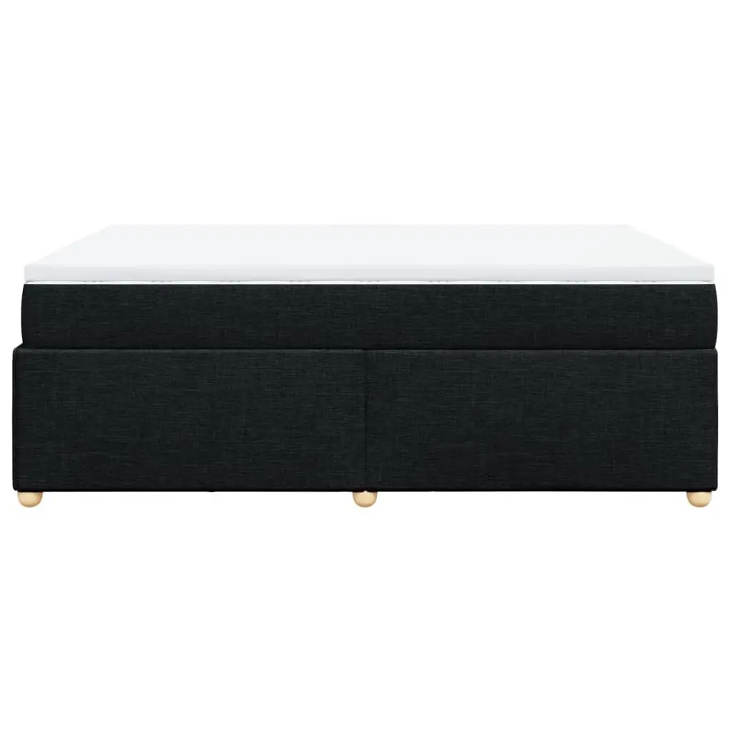 Double Box Spring Bed Black Fabric Double Size with Pocket Spring Mattress