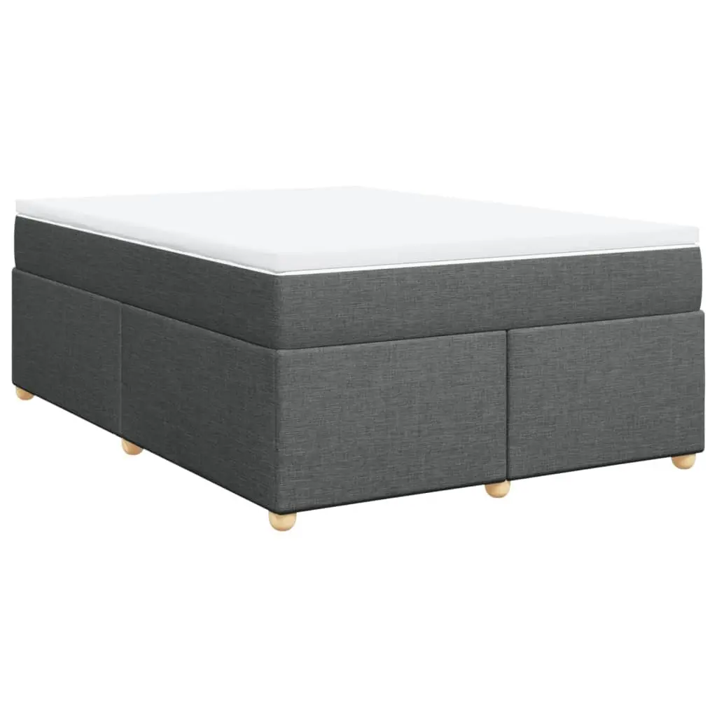 Box Spring Bed with Mattress Light Grey Queen Size Polyester Fabric