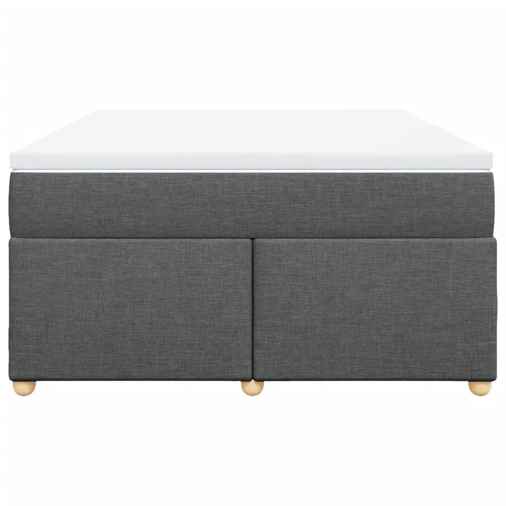 Box Spring Bed with Mattress Light Grey Queen Size Polyester Fabric