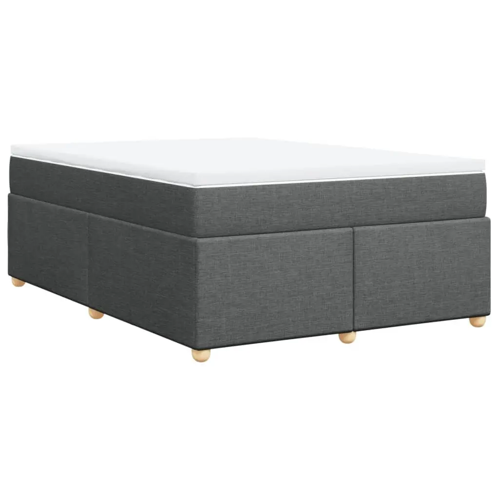 Box Spring Bed with Mattress Light Grey Queen Size Polyester Fabric