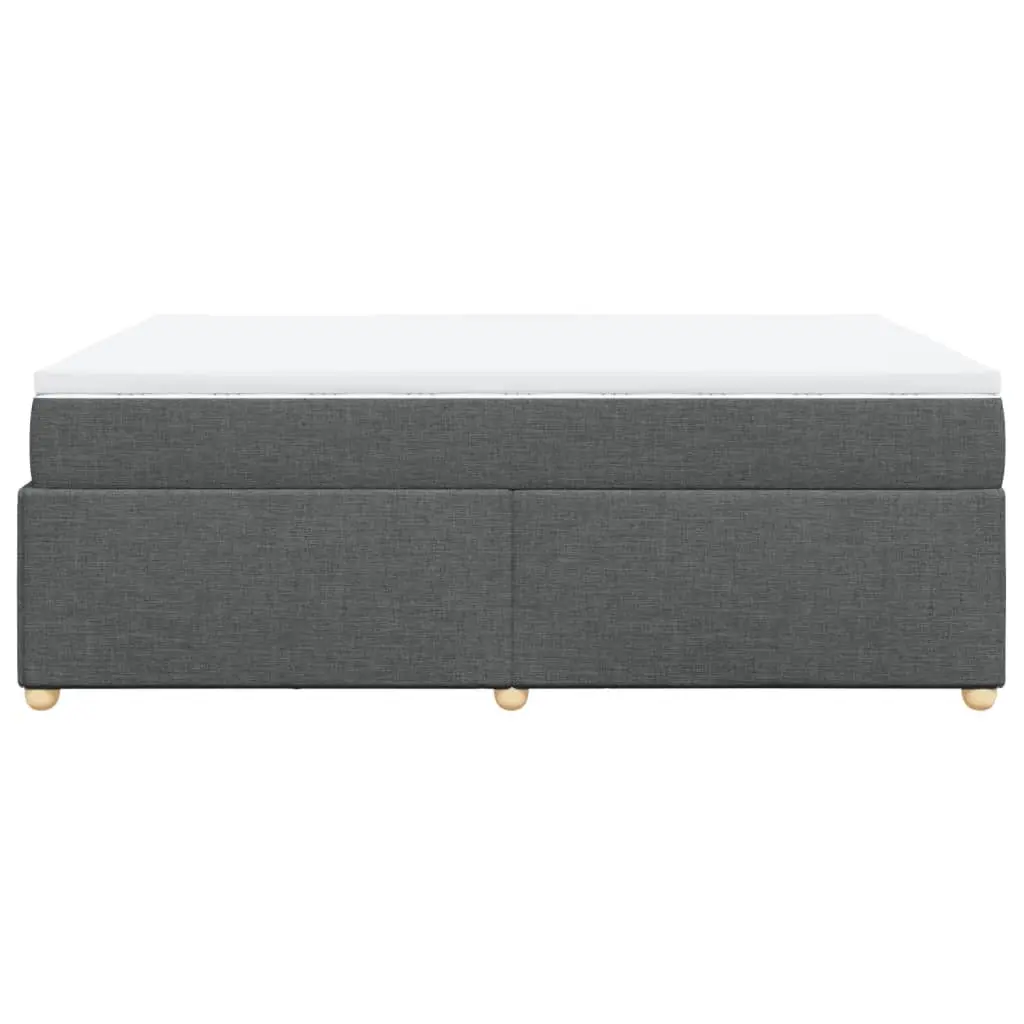Box Spring Bed with Mattress Light Grey Queen Size Polyester Fabric