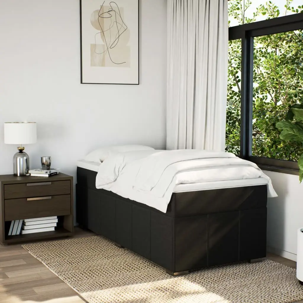 Box Spring Bed King Single Black Fabric Pocket Spring Mattress