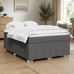 Cozy Double Box Spring Bed with Grey Pocket Spring Mattress