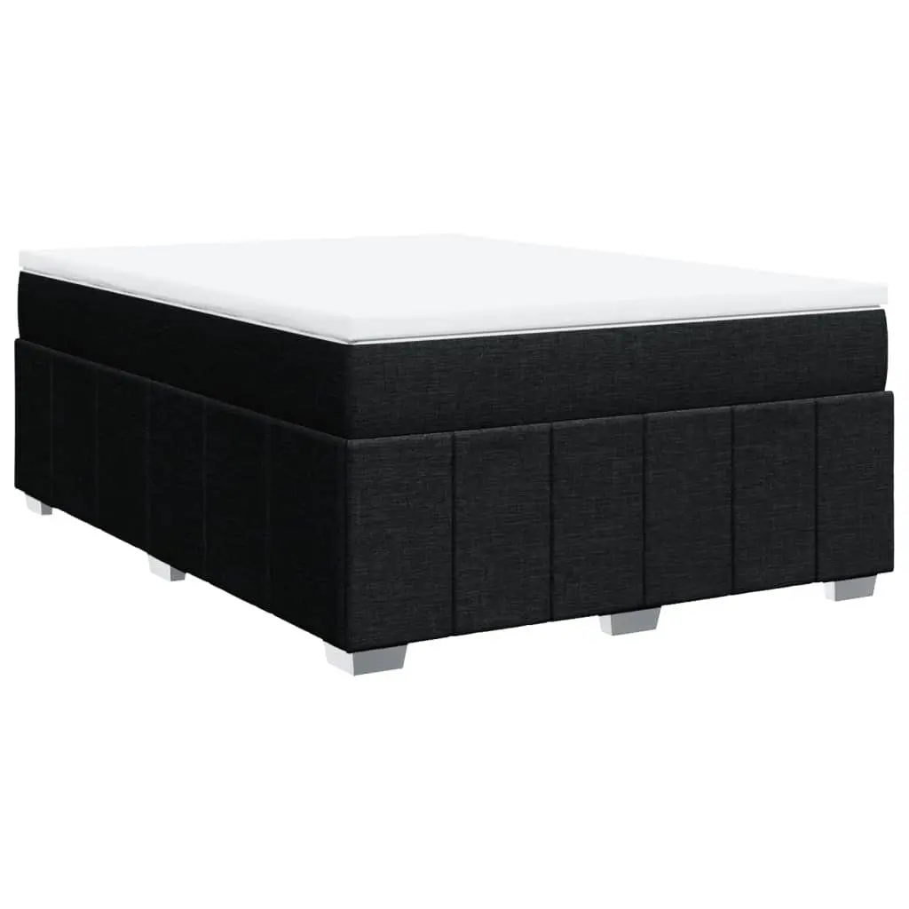 Double Size Pocket Spring Mattress Bed with Slatted Base Black Fabric