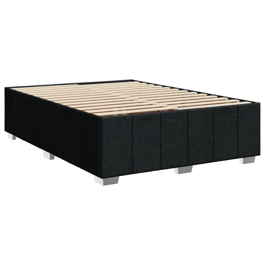 Double Size Pocket Spring Mattress Bed with Slatted Base Black Fabric