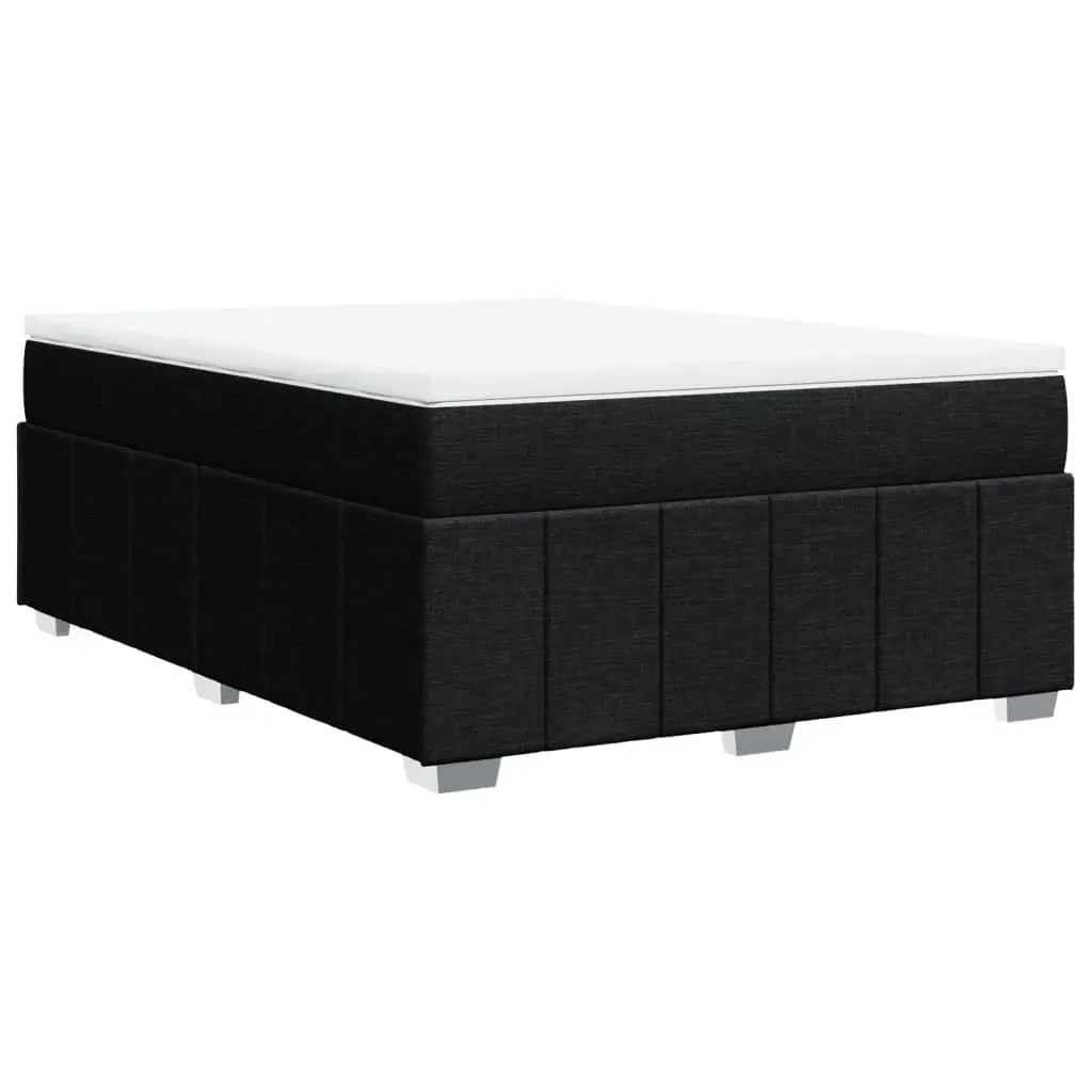 Double Size Pocket Spring Mattress Bed with Slatted Base Black Fabric