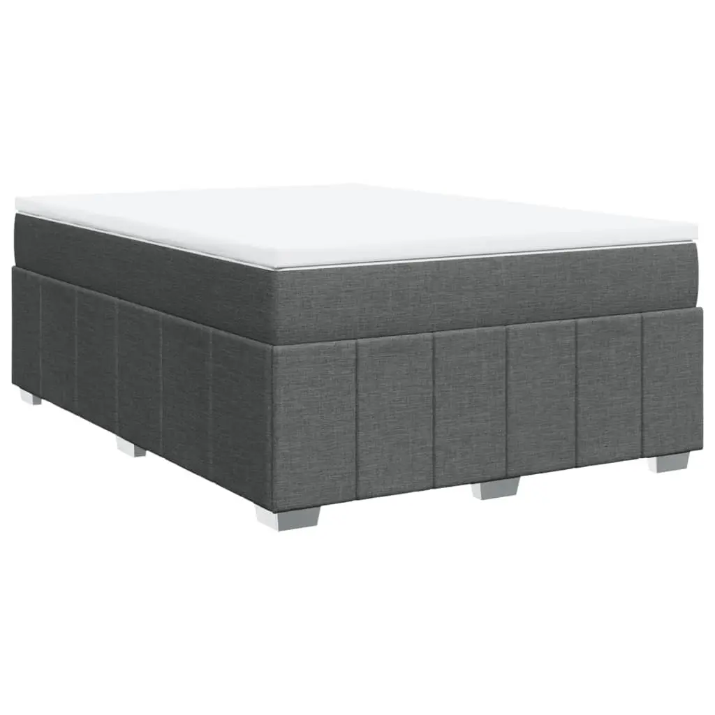 Queen Size Bed Frame with Grey Fabric Pocket Spring Mattress and Slatted Base