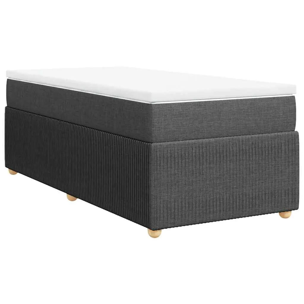 Box Spring Bed King Single Black Fabric Frame Pocket Spring Mattress