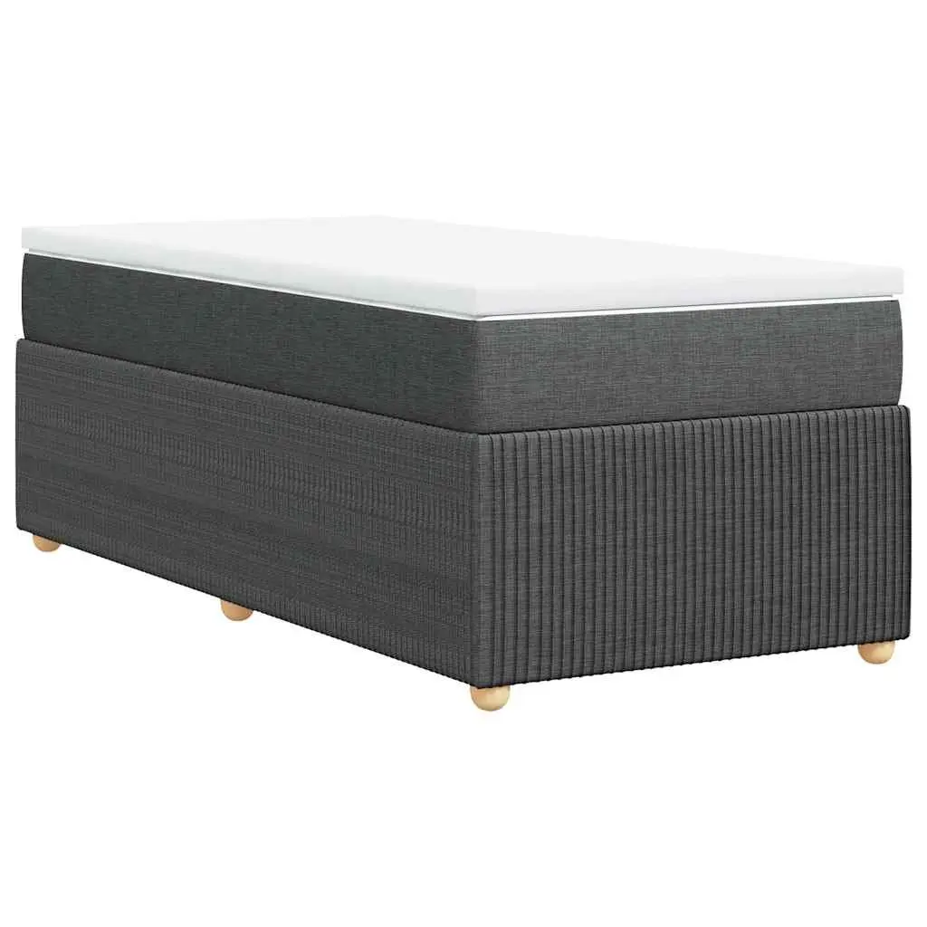 Box Spring Bed King Single Black Fabric Frame Pocket Spring Mattress