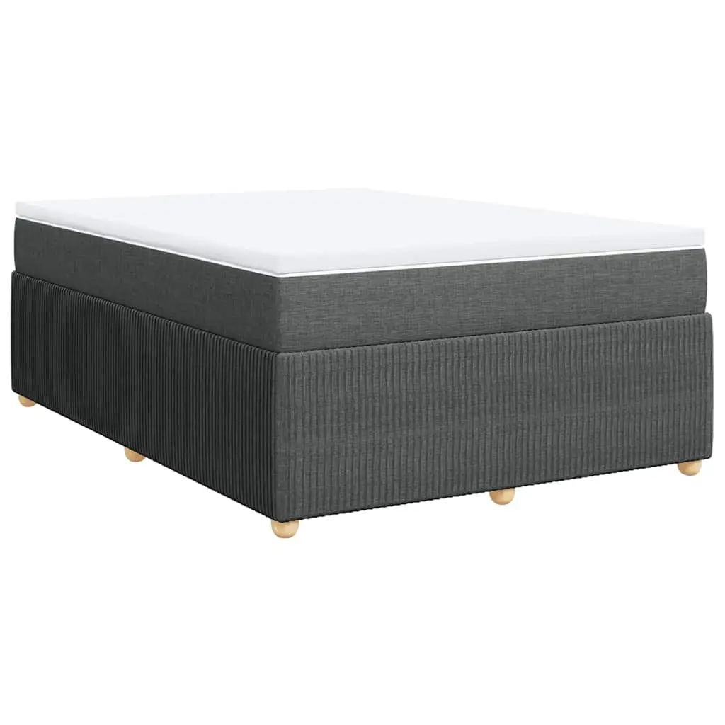 Double Box Spring Bed Black Fabric Double Size Pocket Spring Mattress