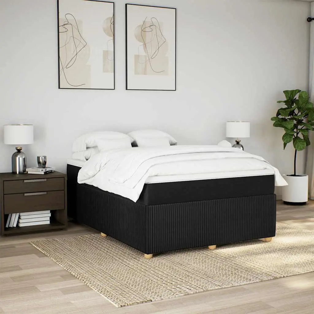 Double Box Spring Bed Black Fabric Double Size Pocket Spring Mattress