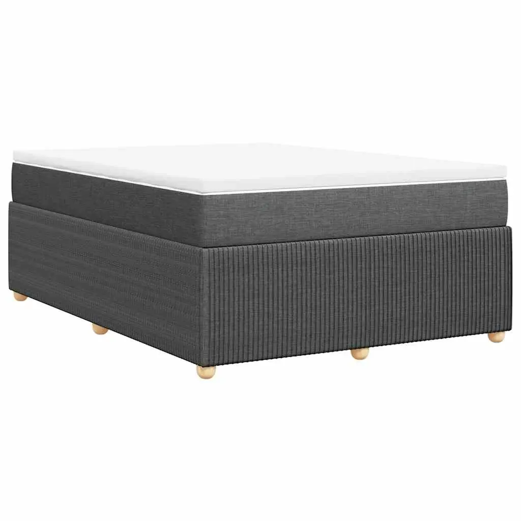 Double Box Spring Bed Black Fabric Double Size Pocket Spring Mattress