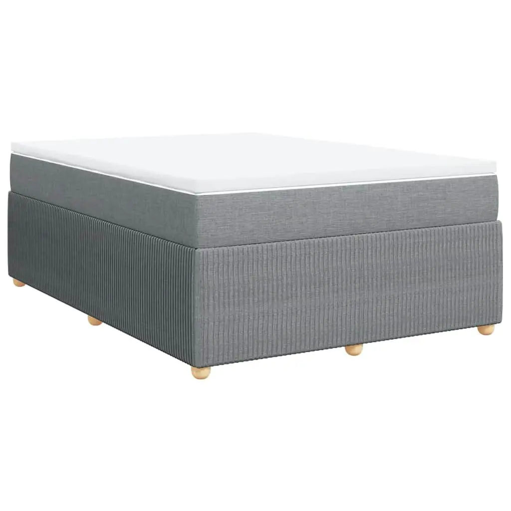 Queen Box Spring Bed Grey Fabric Pocket Sprung Mattress