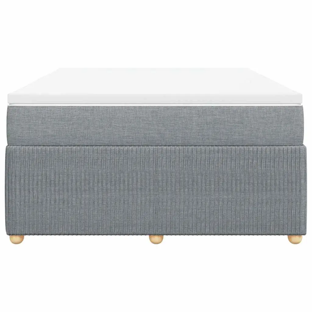Queen Box Spring Bed Grey Fabric Pocket Sprung Mattress