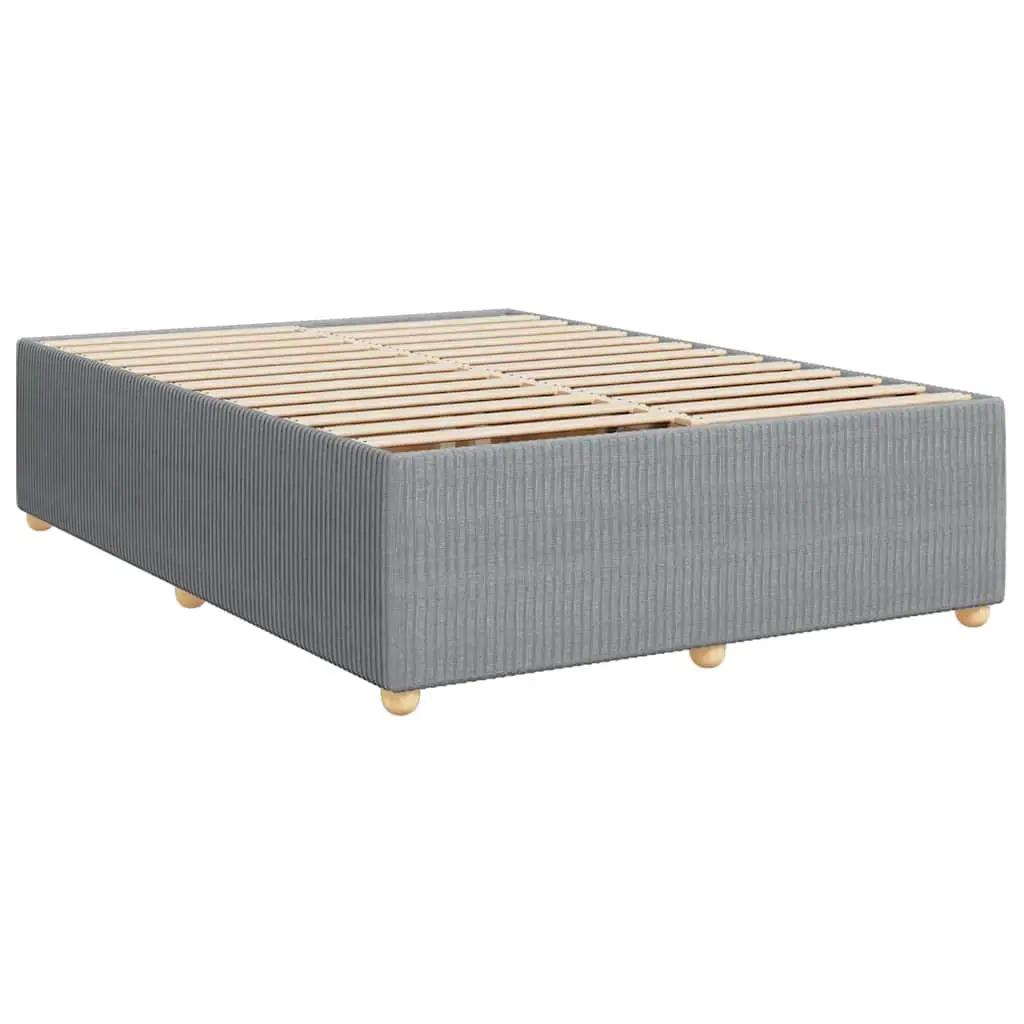 Queen Box Spring Bed Grey Fabric Pocket Sprung Mattress