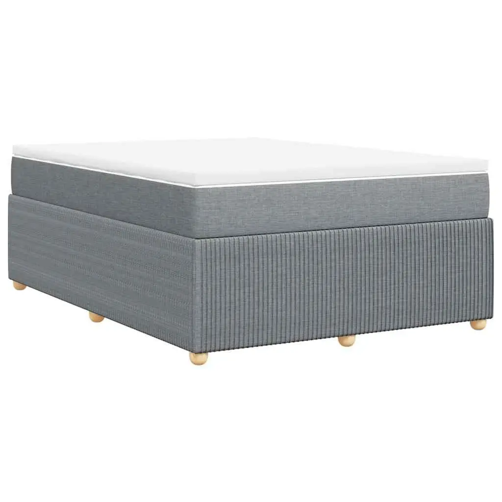 Queen Box Spring Bed Grey Fabric Pocket Sprung Mattress