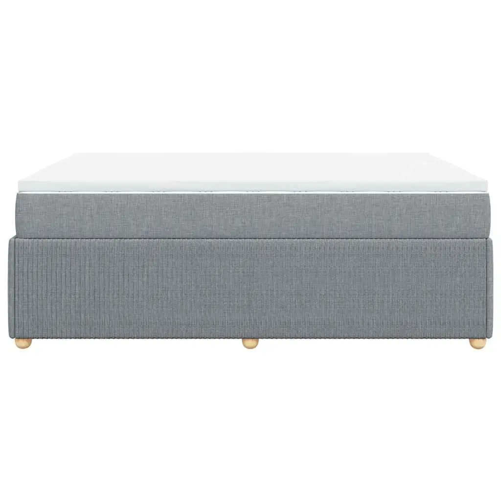 Queen Box Spring Bed Grey Fabric Pocket Sprung Mattress