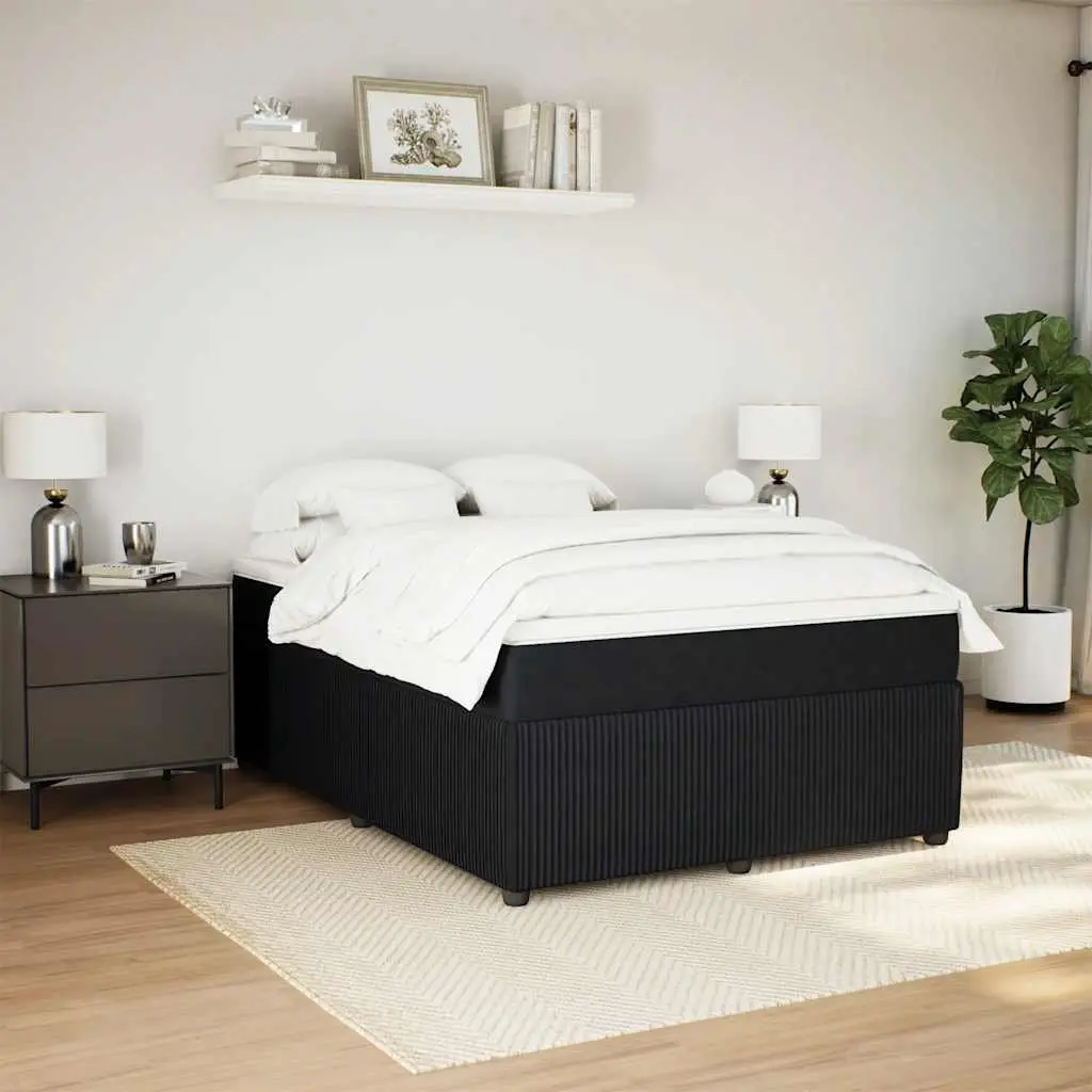 Box Spring Bed Black Velvet with Pocket Sprung Mattress and Removable Topper