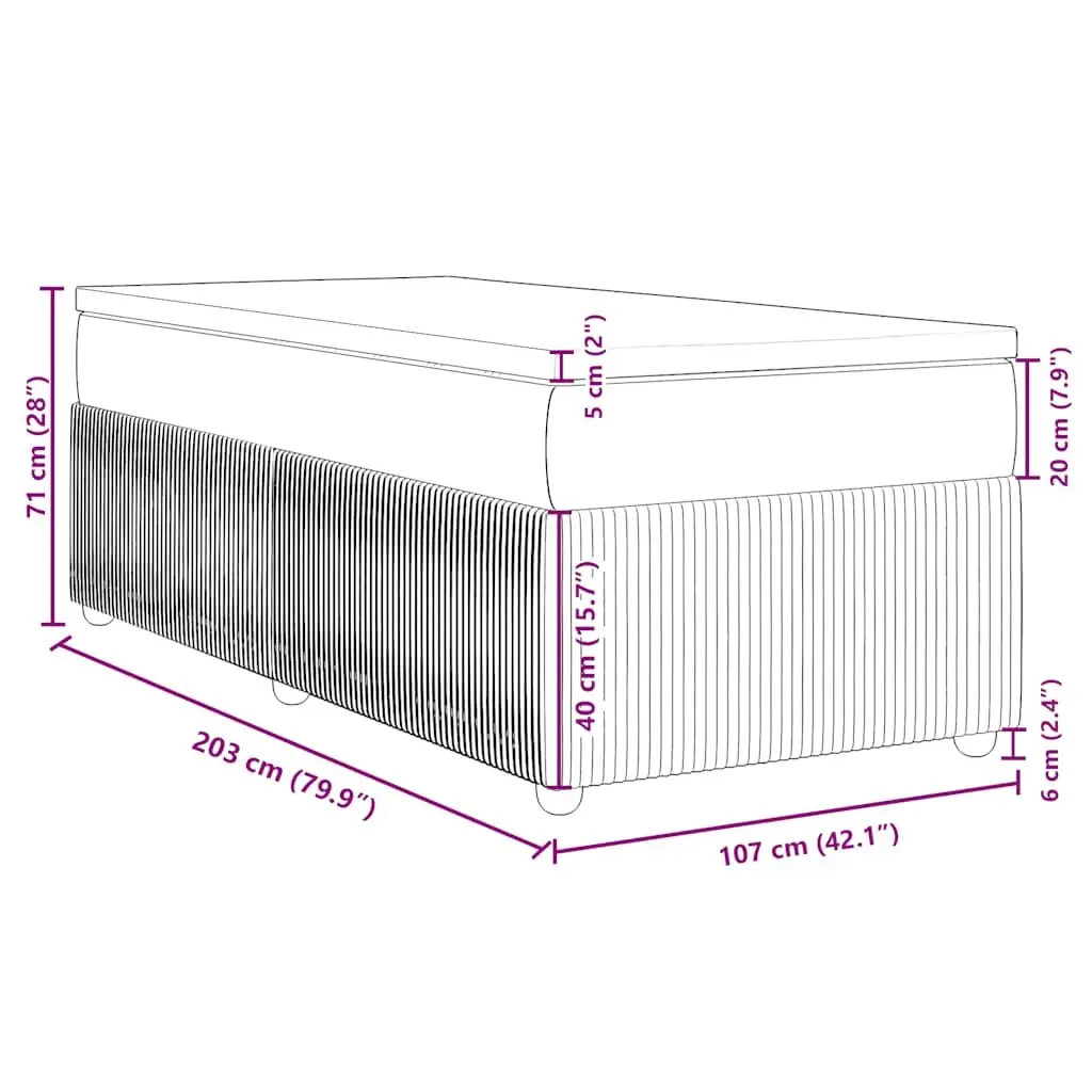 Box Spring Bed Grey Velvet King Single Upholstered Frame Pocket Spring Mattress