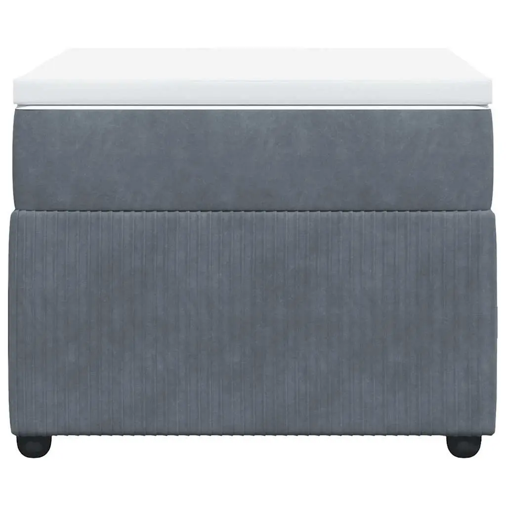 Box Spring Bed Grey Velvet King Single Upholstered Frame Pocket Spring Mattress