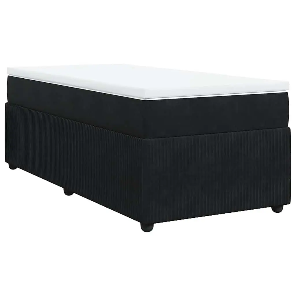 King Single Bed Frame Black Velvet Pocket Spring Mattress Set