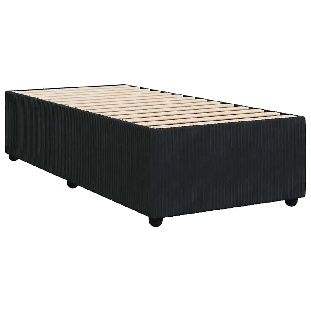 King Single Bed Frame Black Velvet Pocket Spring Mattress Set