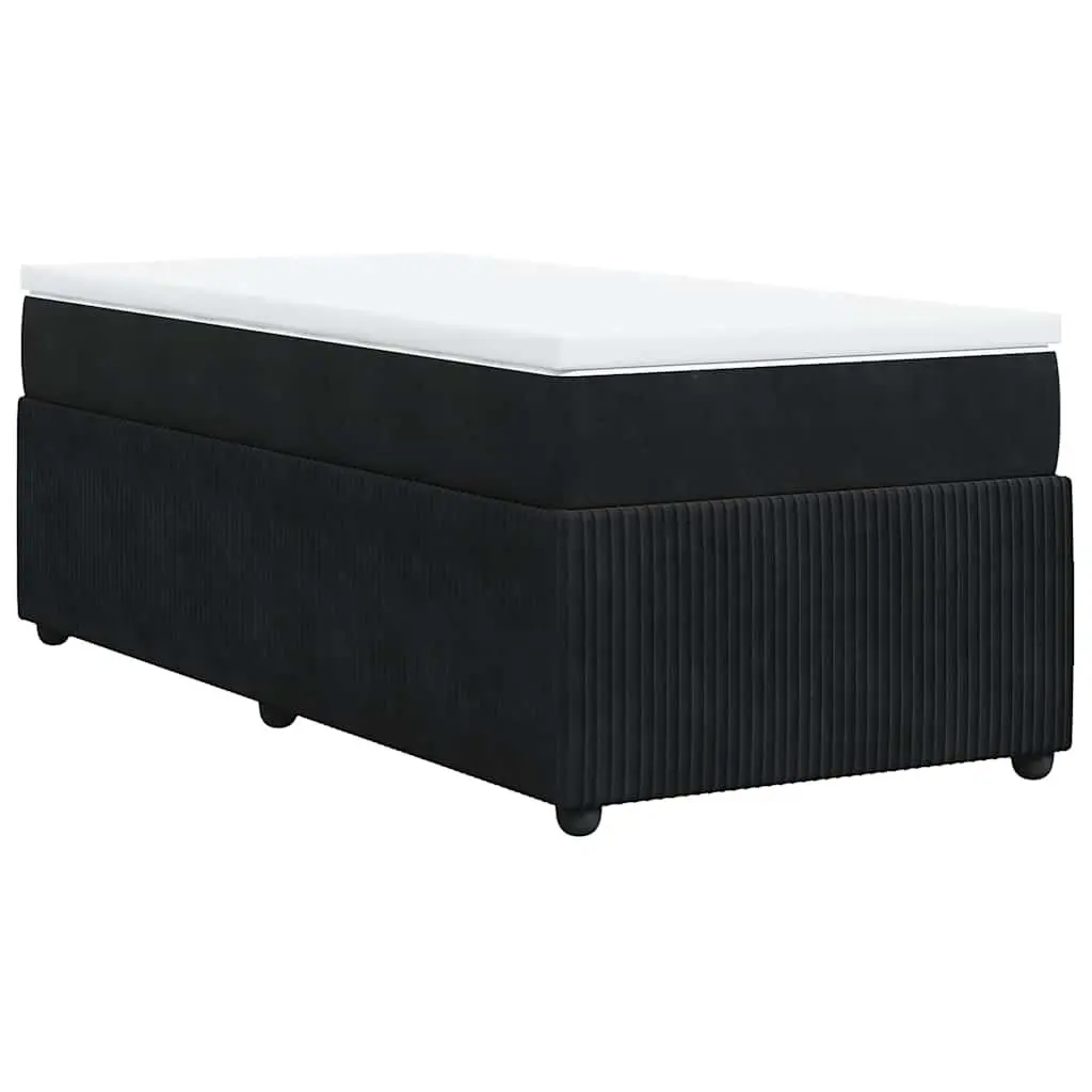 King Single Bed Frame Black Velvet Pocket Spring Mattress Set