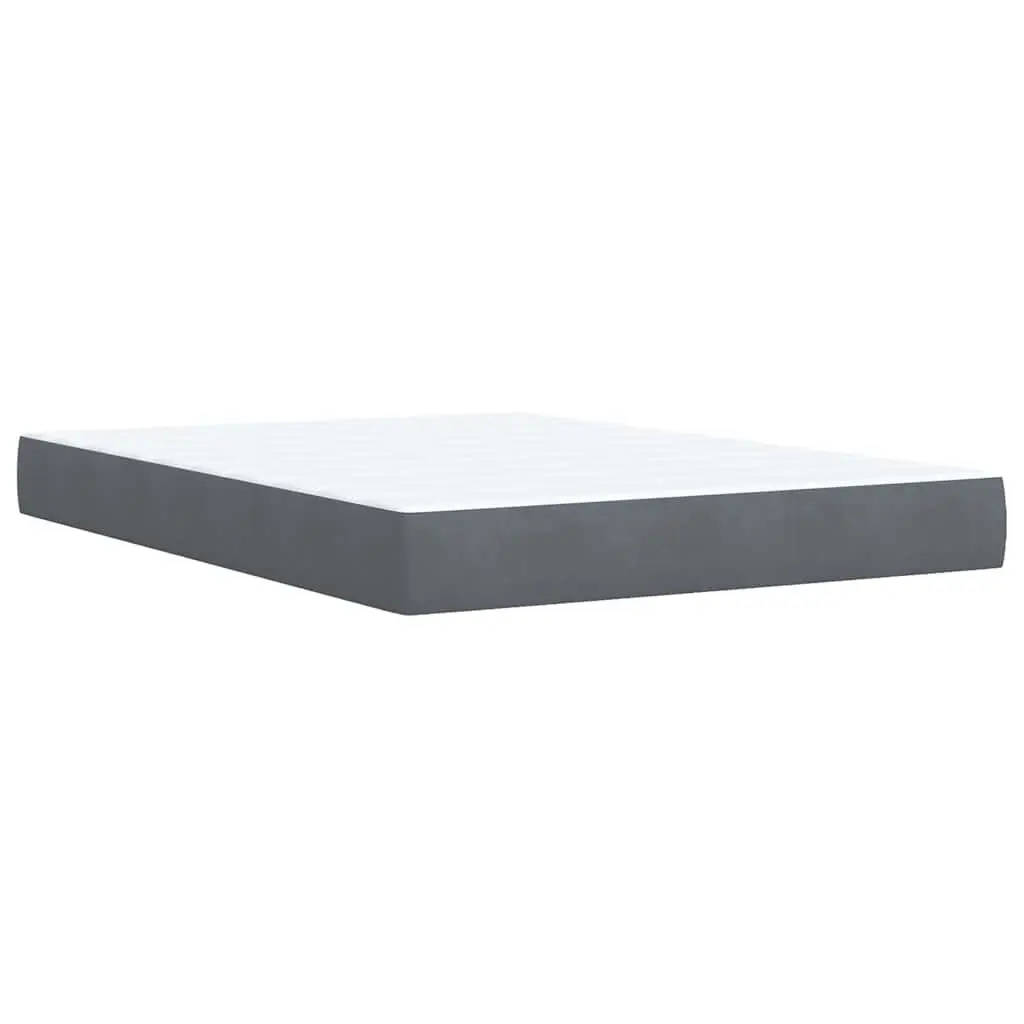 Box Spring Bed Grey Velvet Queen Size Pocket Spring Frame
