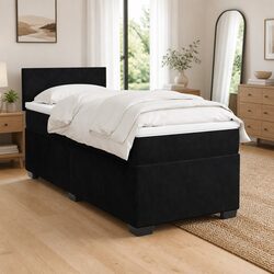 Comfort-Enhancing King Single Box Spring Bed in Black