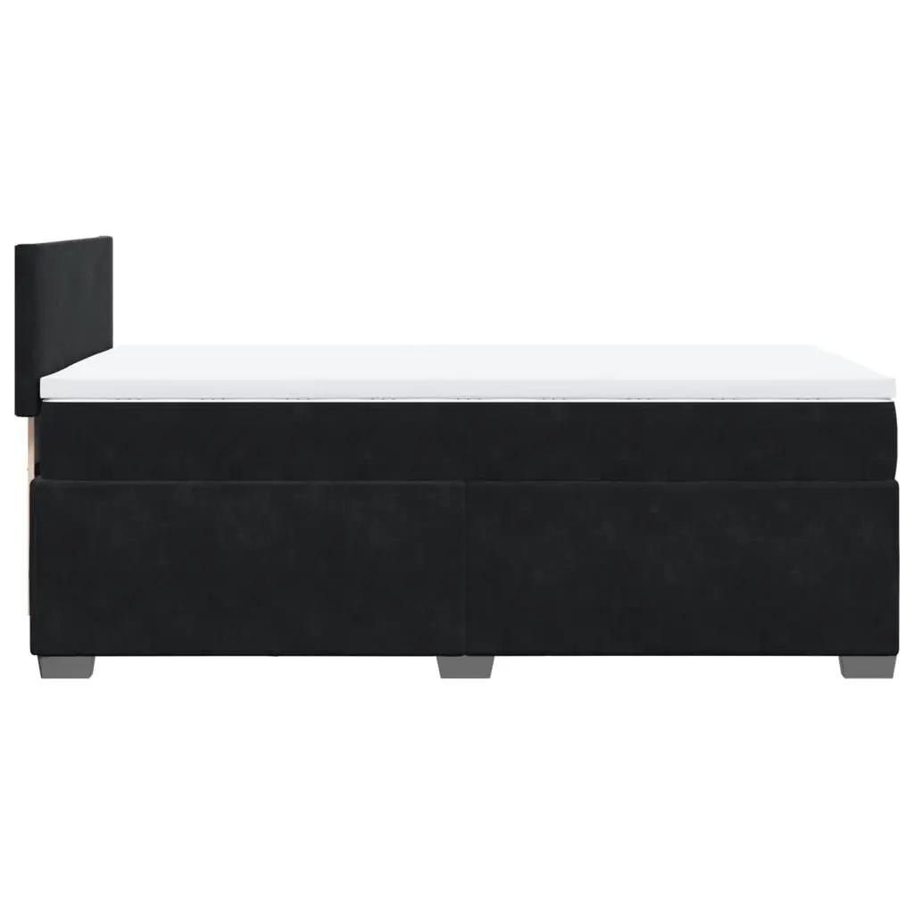 Box Spring Bed King Single Black Fabric Frame Pocket Spring Mattress Slats