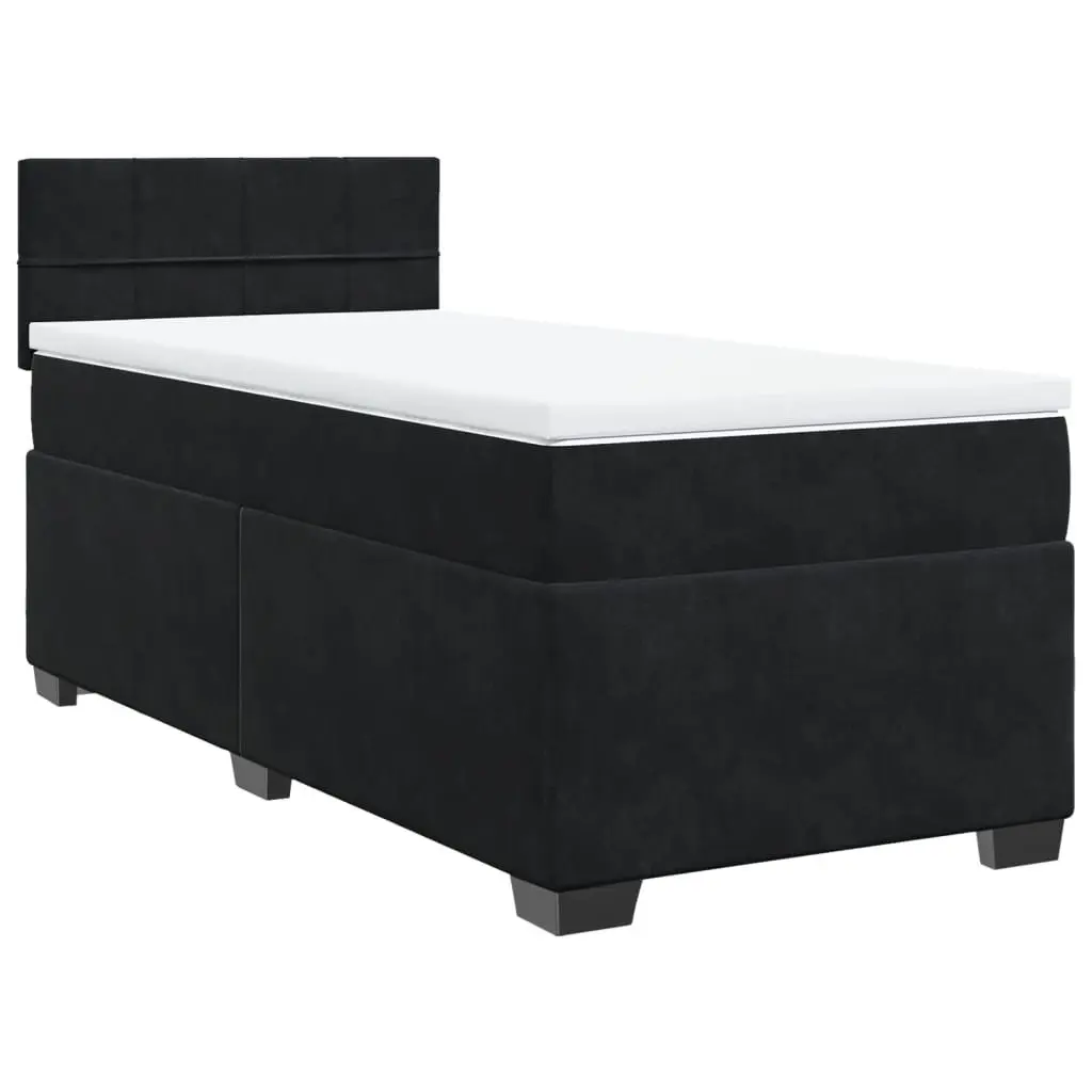 Box Spring Bed King Single Black Fabric Frame Pocket Spring Mattress