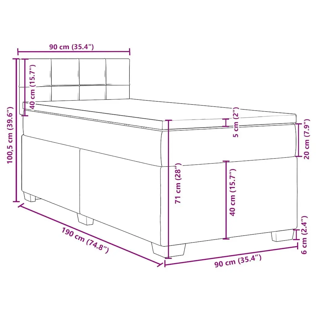 Box Spring Bed King Single Black Fabric Frame Pocket Spring Mattress