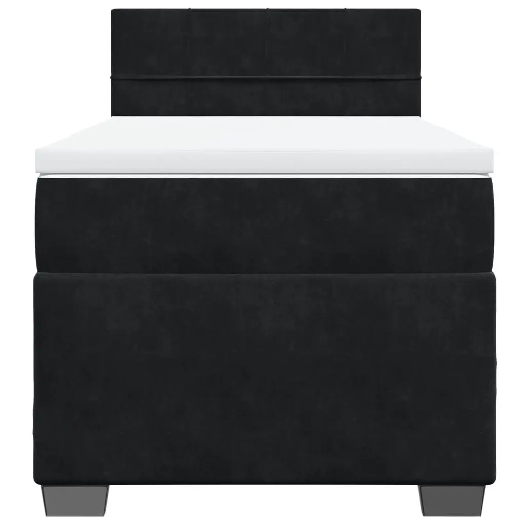 Box Spring Bed King Single Black Fabric Frame Pocket Spring Mattress