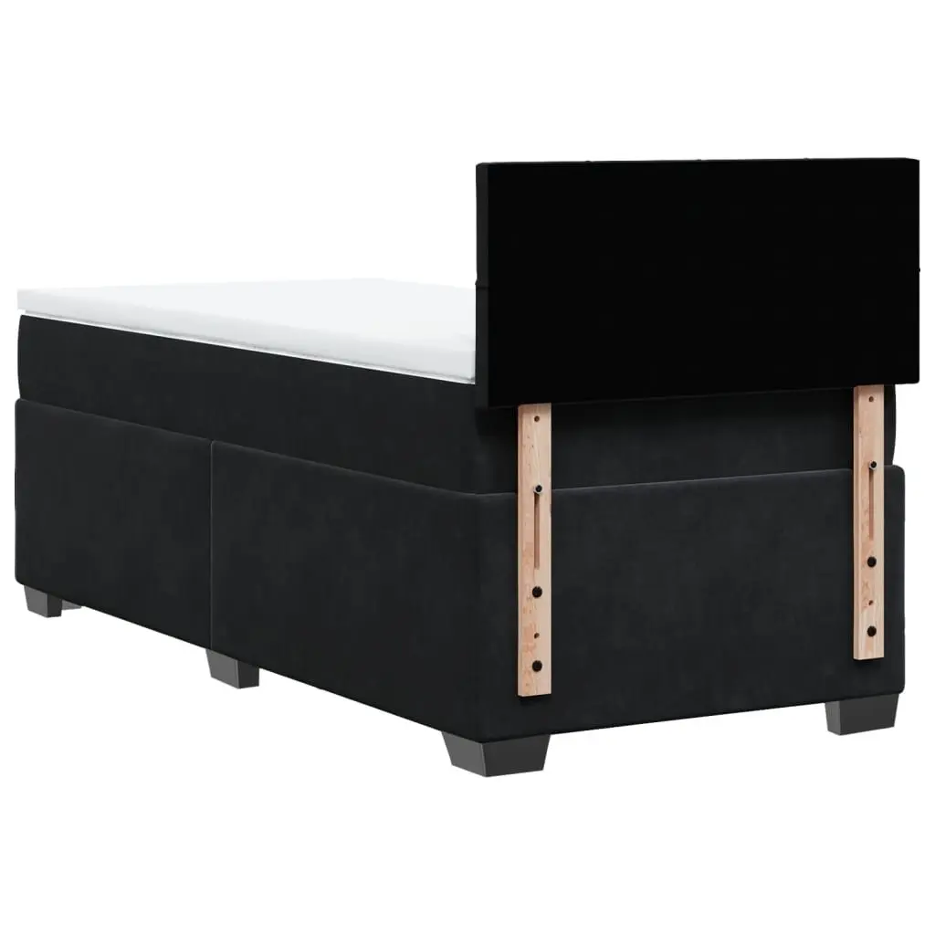 Box Spring Bed King Single Black Fabric Frame Pocket Spring Mattress