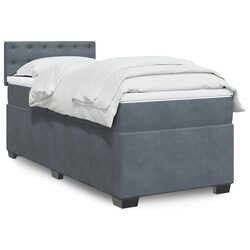 Box Spring Bed with Pocket Mattress King Single Grey Fabric Frame Sleep