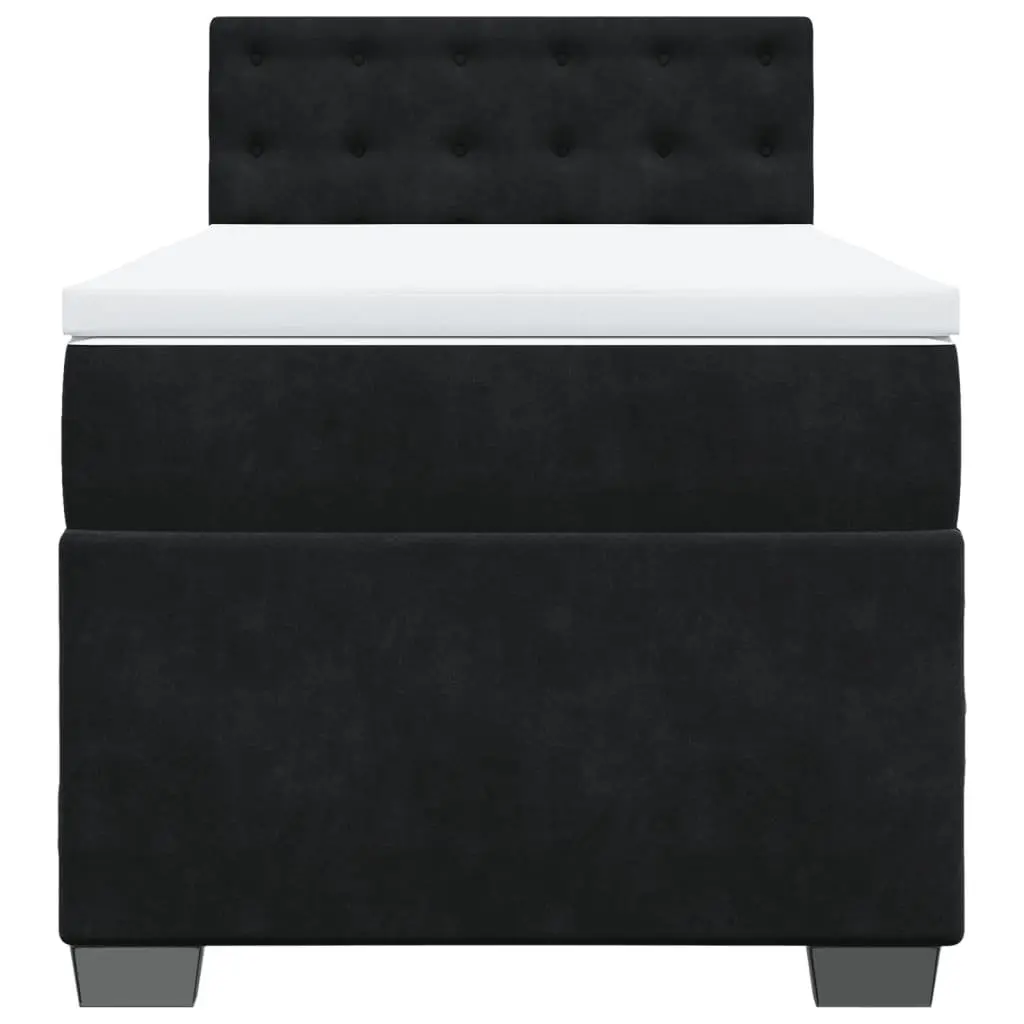 King Single Box Spring Bed Black Fabric Frame Pocket Spring Mattress