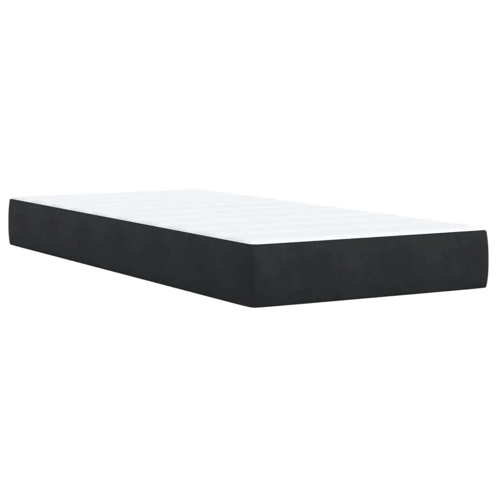King Single Box Spring Bed Black Fabric Frame Pocket Spring Mattress