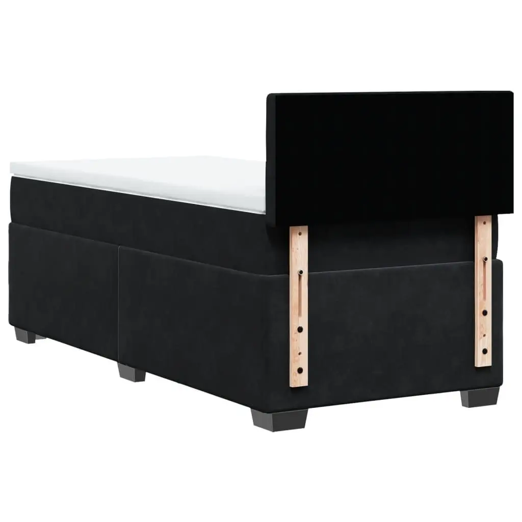 King Single Box Spring Bed Black Fabric Frame Pocket Spring Mattress