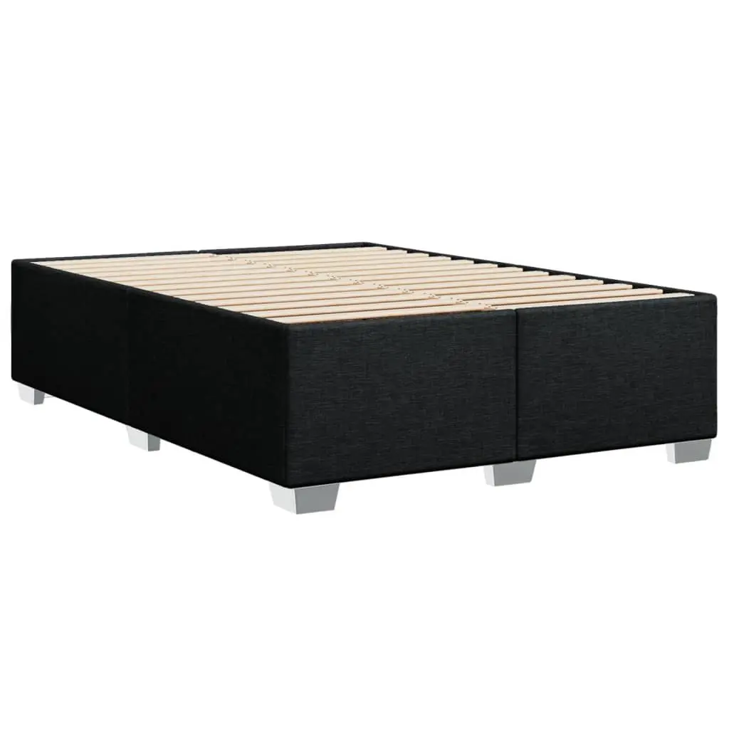 Double Box Spring Bed Black Fabric Pocket Spring Mattress