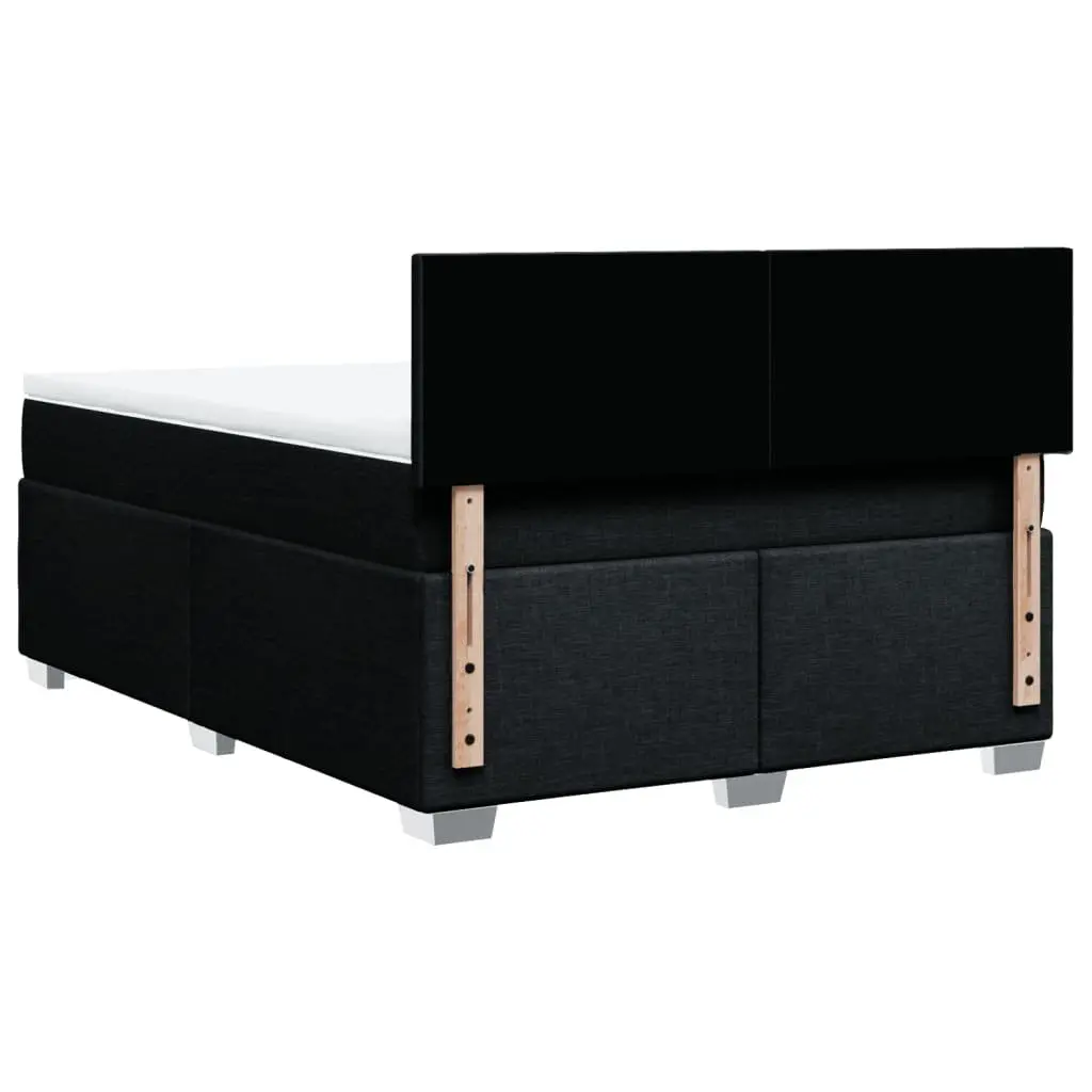 Double Box Spring Bed Black Fabric Pocket Spring Mattress